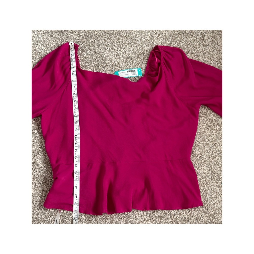 Barbiecore Milkmaid Peasant Heatherly Anniston Cowl Peplum Blouse Magenta 2X - Picture 5 of 6
